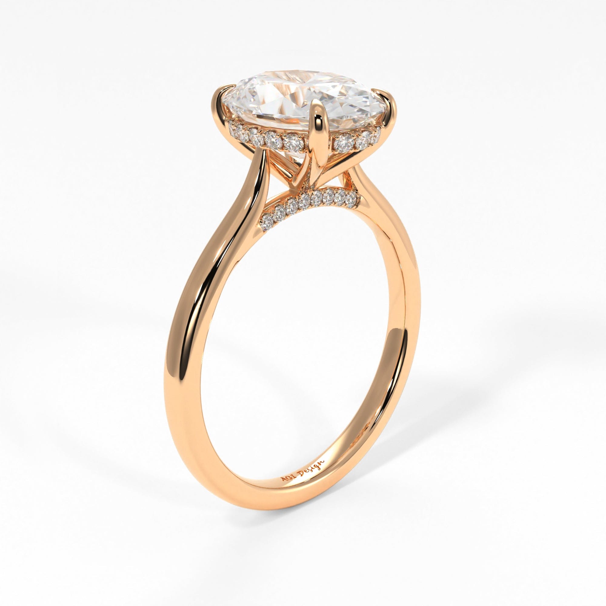 AGI Design Bella Oval Lab Created Diamond Engagement Ring