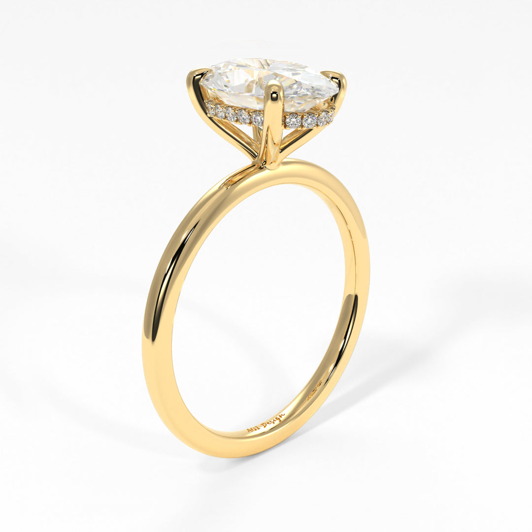 Jade oval Lab Created Diamond Engagement Ring AGI Design