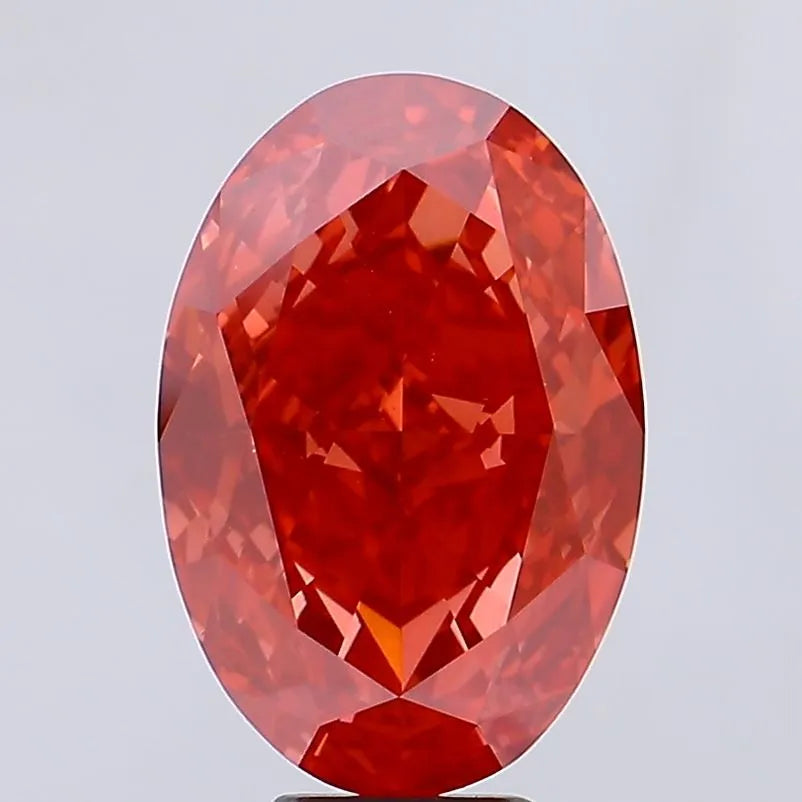 10.64ct Oval Lab Grown Diamond (Colour Fancy Vivid Red, Clarity VS1, Cut GD, IGI Certified)