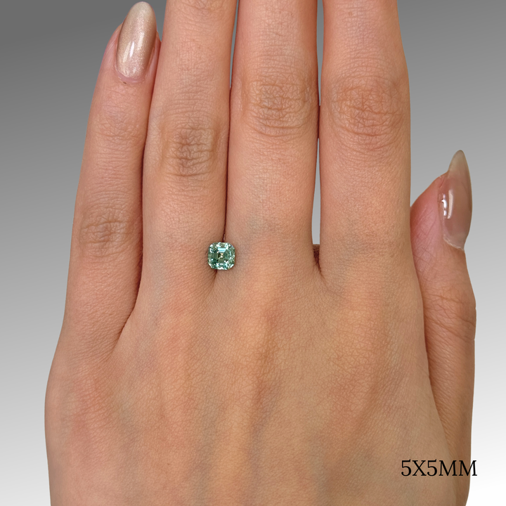 5x5mm ( DEW 1ct) asscher aqua teal moissanite
