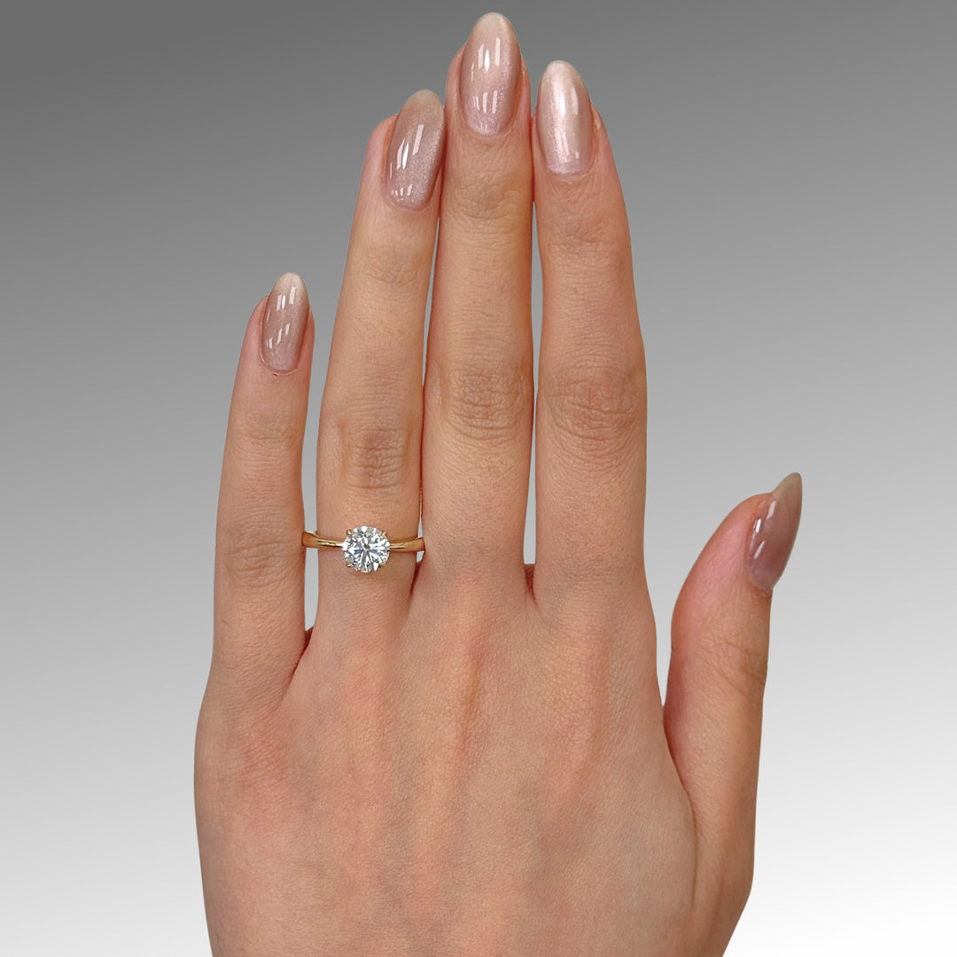 Ready to Ship Stacey 1.3ct Round  Lab Diamond H/VVS2 Engagement Ring in 14k Yellow Gold