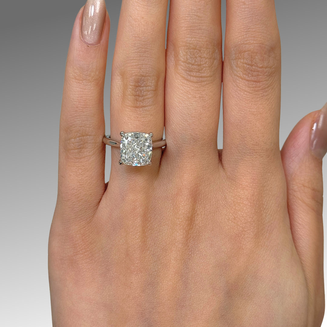 Ready to Ship Chloe 5.08ct E/VVS2 Square Cushion Cut Lab-Created Diamond Engagement Ring in Platinum