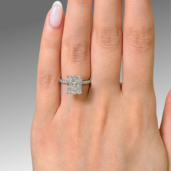 Ready to Ship Alexandra 3.62ct E/VVS2 Radiant Lab-Created Diamond Engagement Ring in 18k White Gold