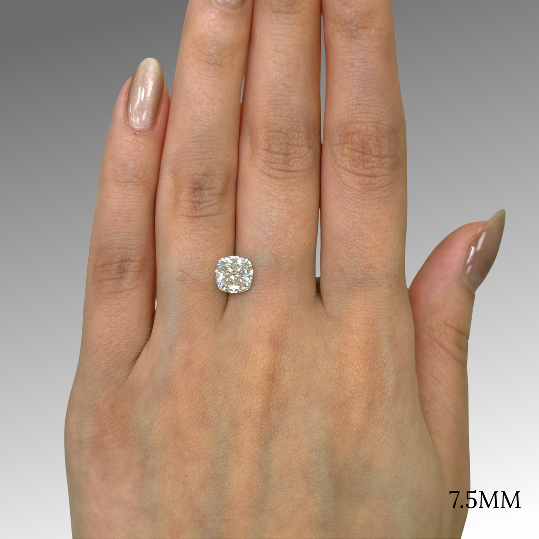 7.5mm ( DEW 2ct) square cushion crushed ice moissanite