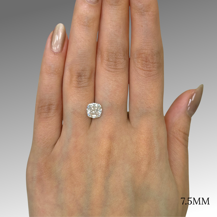 7.5mm ( DEW 2ct) square cushion crushed ice moissanite