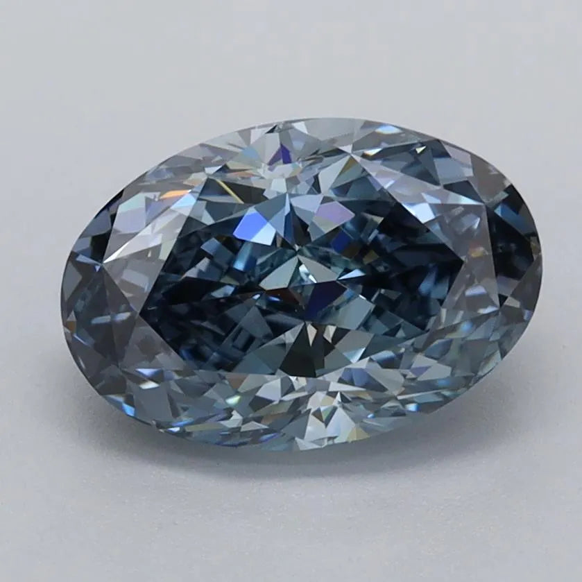 2.01ct Oval Lab Grown Diamond (Colour Fancy Intense Blue, Clarity VVS1, IGI Certified)