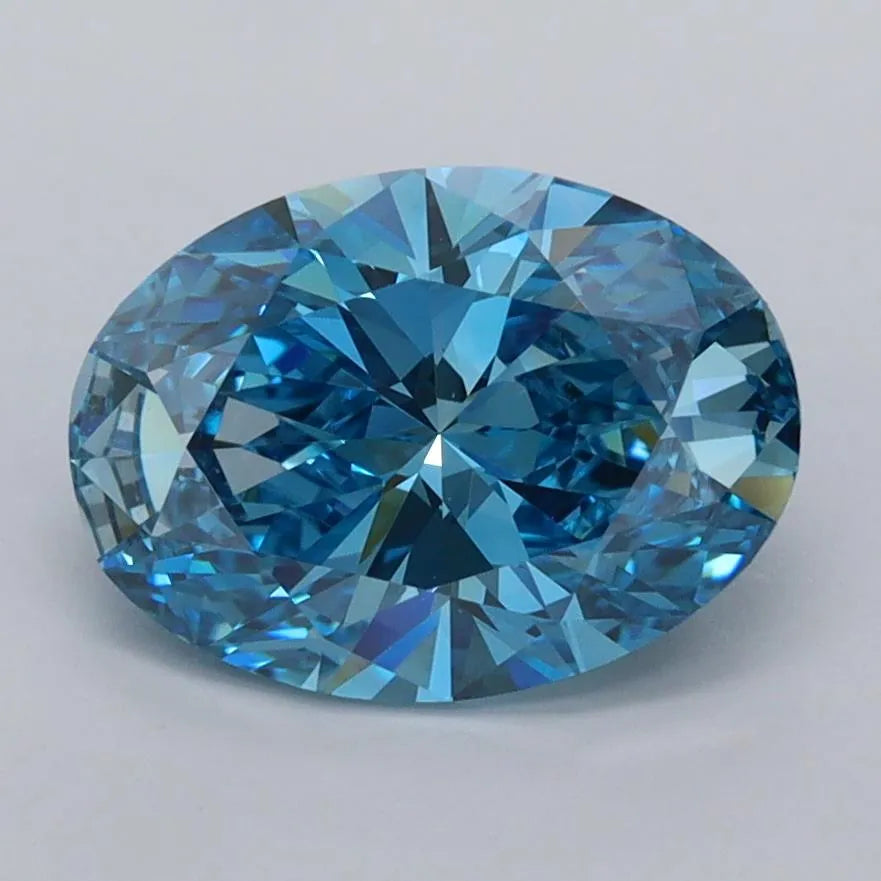 2.02ct Oval Lab Grown Diamond (Colour Fancy Vivid Blue, Clarity VVS1, IGI Certified)