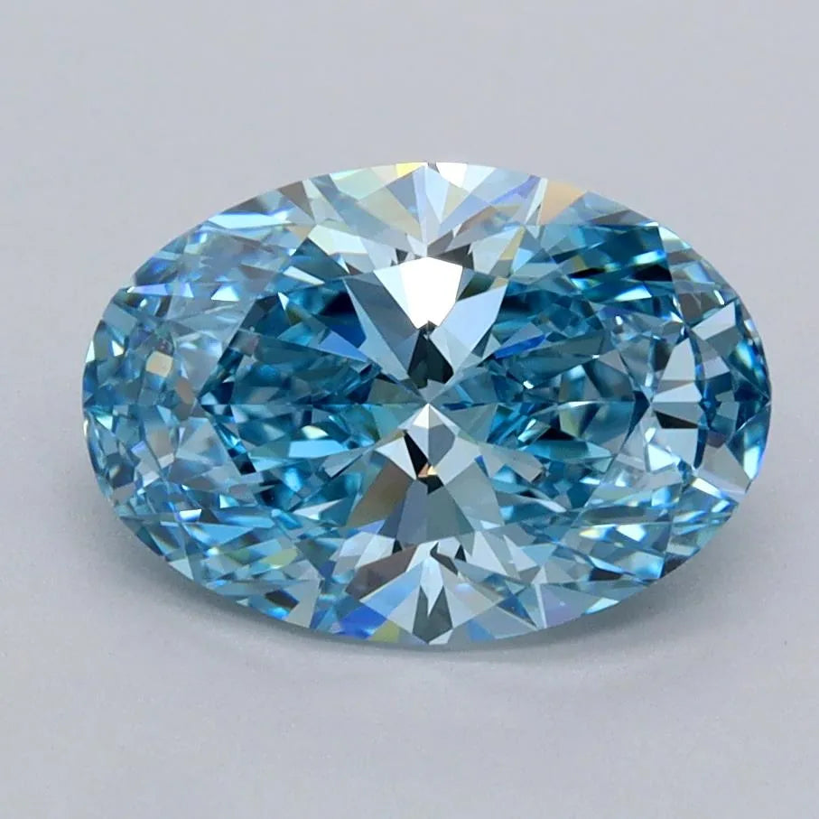 2.06ct Oval Lab Grown Diamond (Colour Fancy Vivid Blue, Clarity VVS1, IGI Certified)