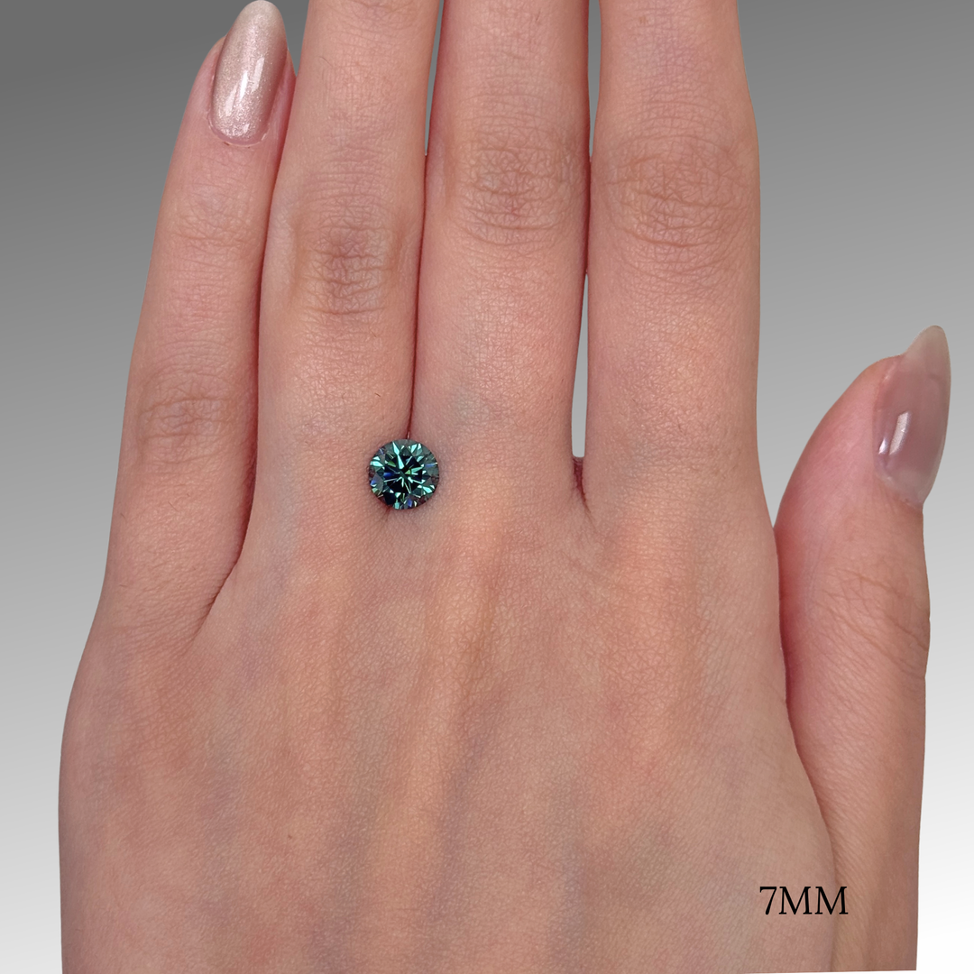 7mm ( DEW 1.2ct) round dark green moissanite
