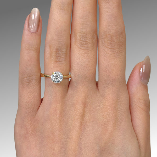 Ready to Ship Stacey 1.3ct Round  Lab Diamond H/VVS2 Engagement Ring in 14k Yellow Gold