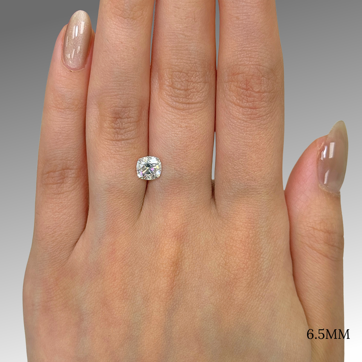 6.5mm ( DEW 1.3ct) square cushion crushed ice moissanite