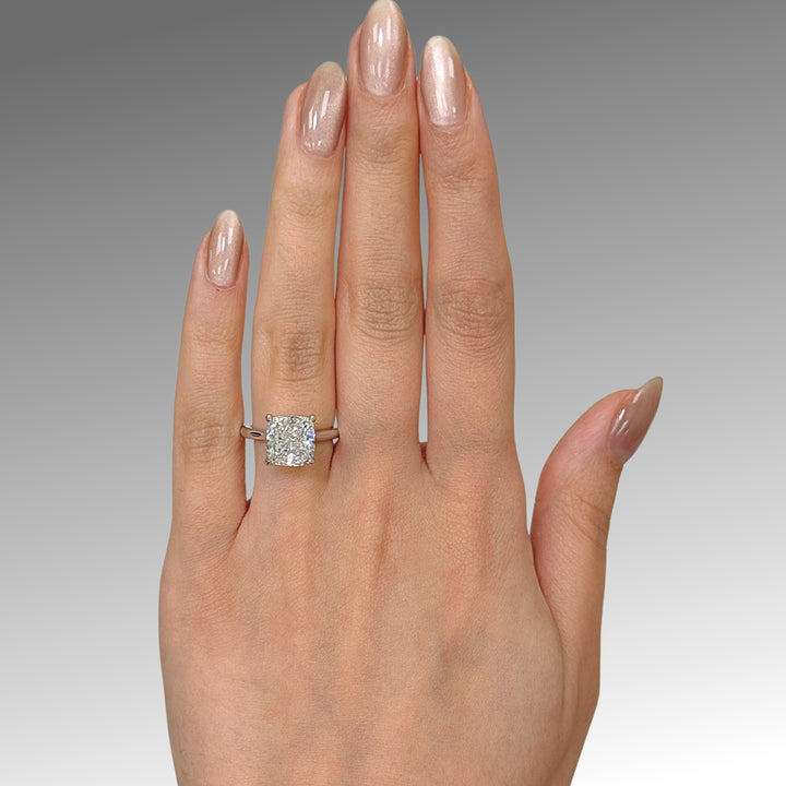 Ready to Ship Chloe 5.08ct E/VVS2 Square Cushion Cut Lab-Created Diamond Engagement Ring in Platinum