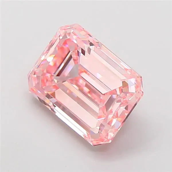 3.02ct Emerald Lab Grown Diamond (Colour Fancy Vivid Pink, Clarity VVS2, IGI Certified)