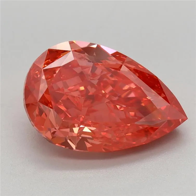 3.21ct Pear Lab Grown Diamond (Colour Fancy Vivid Red, Clarity VS2, IGI Certified)