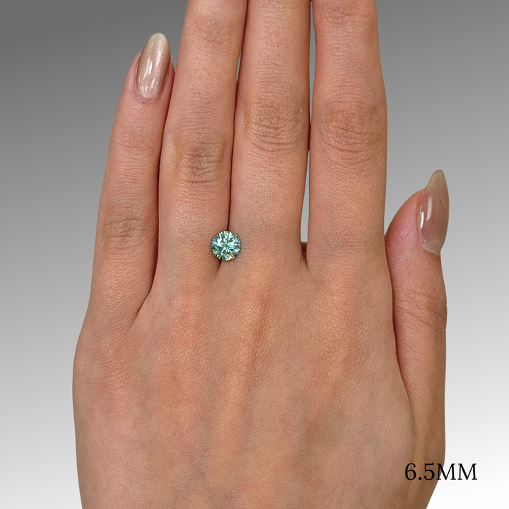 6.5mm ( DEW 1ct) round aqua teal moissanite