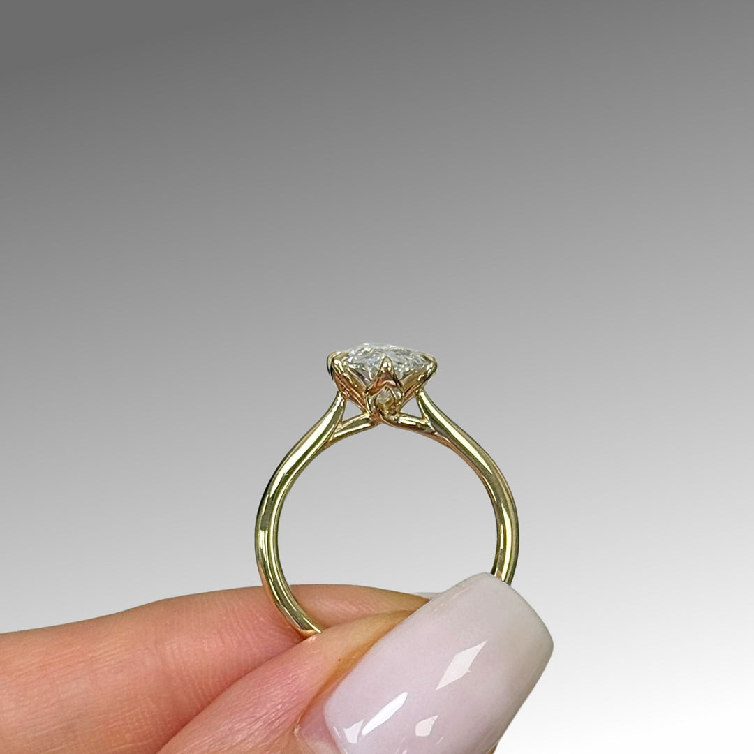 Ready to Ship Mary 3.06ct E/VVS2 Elongated Oval Lab-Created Diamond Engagement Ring in 14k Yellow Gold