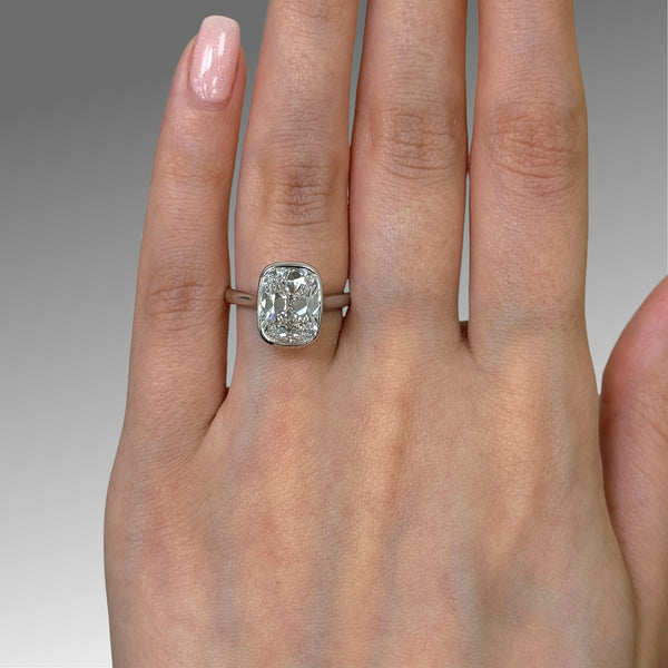 Ready to Ship Ray 3.81ct E/VVS2 Old Mine Elongated Cushion Cut Lab-Created Diamond Engagement Ring in 14k White Gold