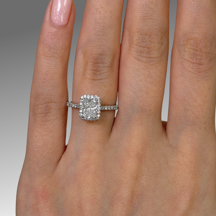 Ready to Ship  Victoria 1.03ct E/VVS2 Radiant Lab-Created Diamond Engagement Ring