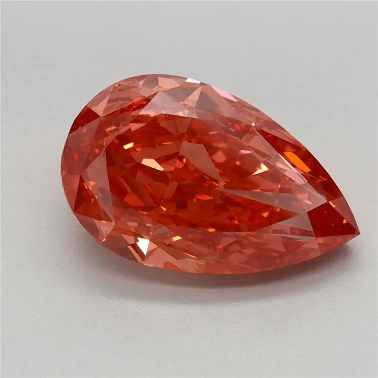 4.07ct Pear Lab Grown Diamond (Colour Fancy Vivid Red, Clarity VVS2, IGI Certified)