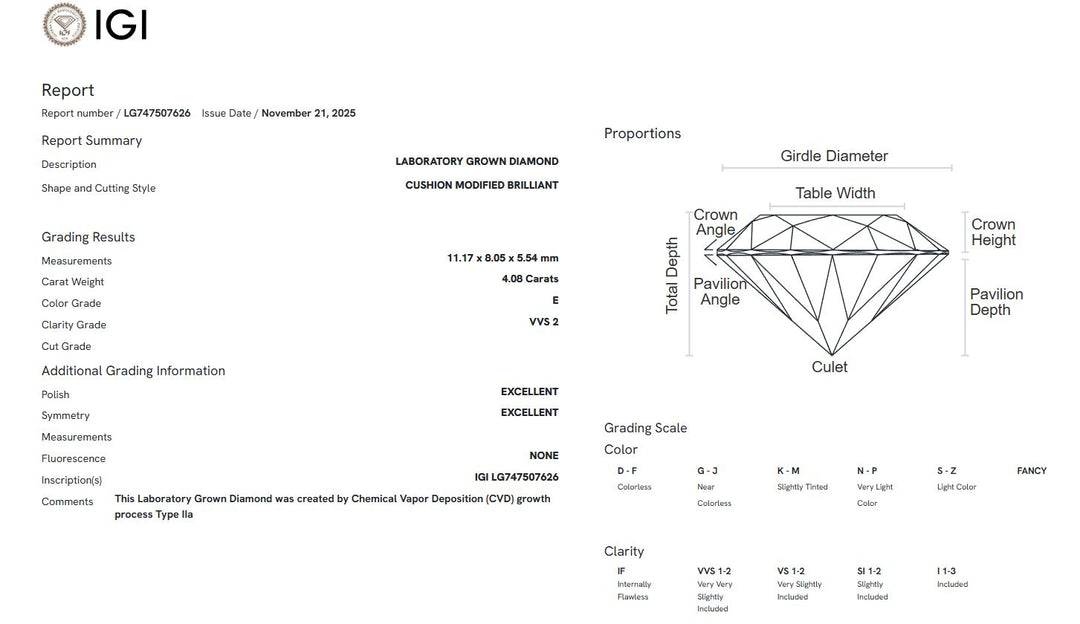 Ready to Ship Gloria 4.08ct E/VVS2 Elongated Cushion Cut Lab-Created Diamond Engagement Ring in 14k Yellow Gold