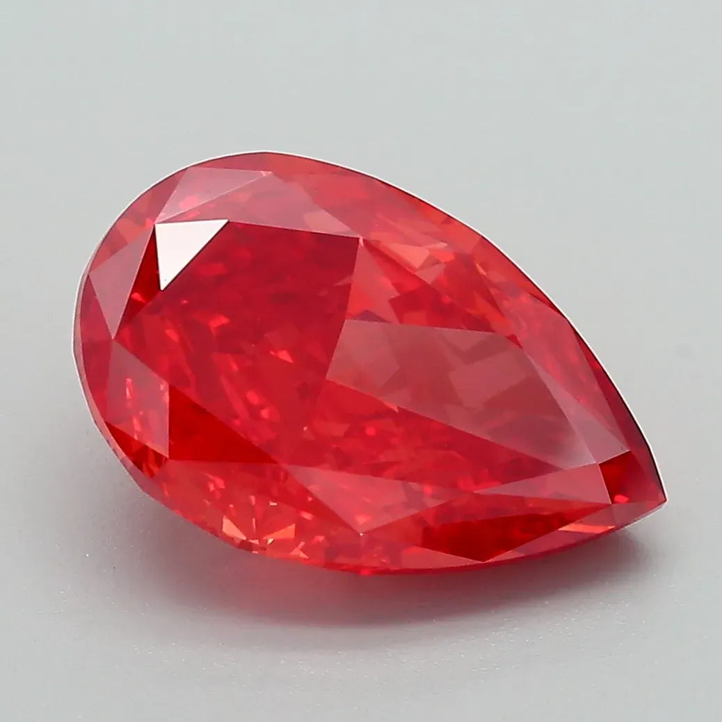 4.16ct Pear Lab Grown Diamond (Colour Fancy Vivid Red, Clarity VS1, IGI Certified)