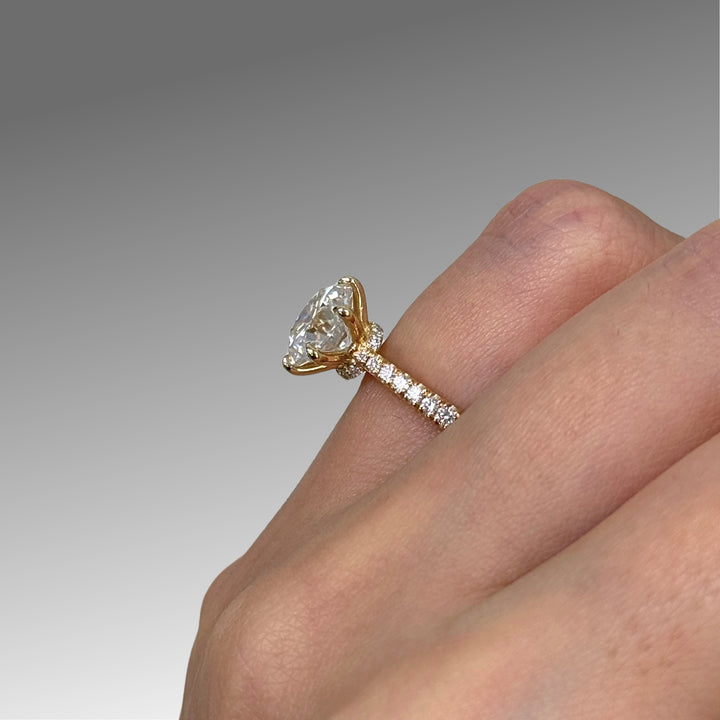 Ready to Ship  Carol 3ct Round  Moissanite Engagement Ring in 14k Yellow Gold