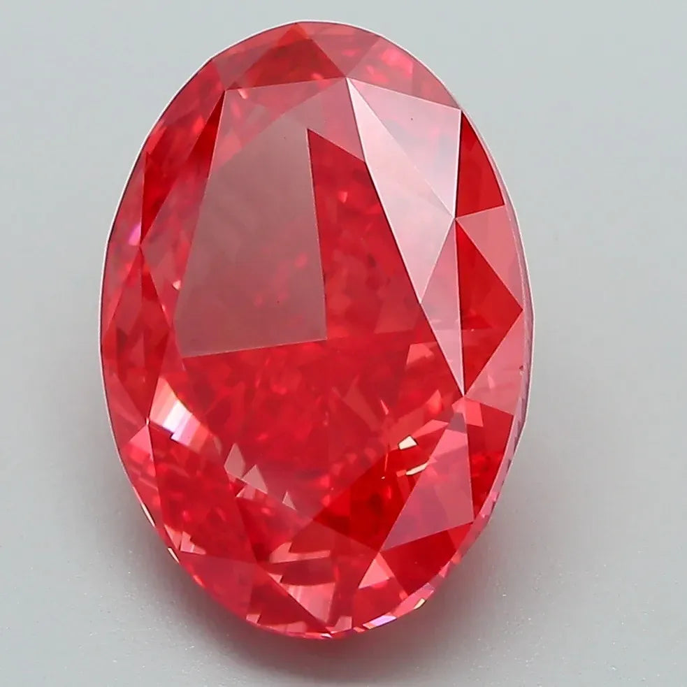 5.26ct Oval Lab Grown Diamond (Colour Fancy Vivid Red, Clarity VS1, IGI Certified)