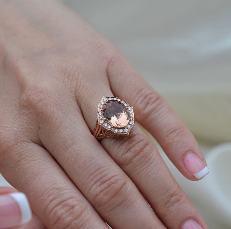 Rose gold peach morganite ring clearance