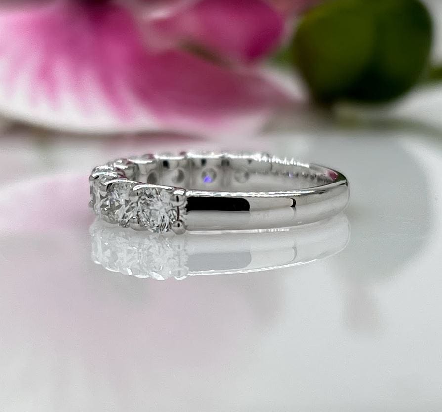 Ready to Ship 1.57ct Round Lab Created Diamonds Semi Eternity Wedding Ring