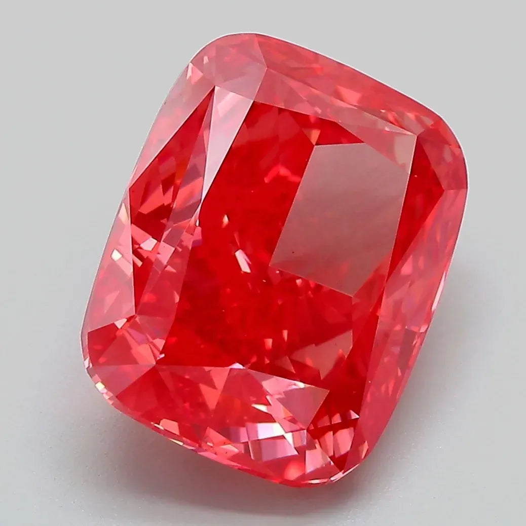 6.01ct Cushion modified Lab Grown Diamond (Colour Fancy Vivid Red, Clarity VS1, IGI Certified)