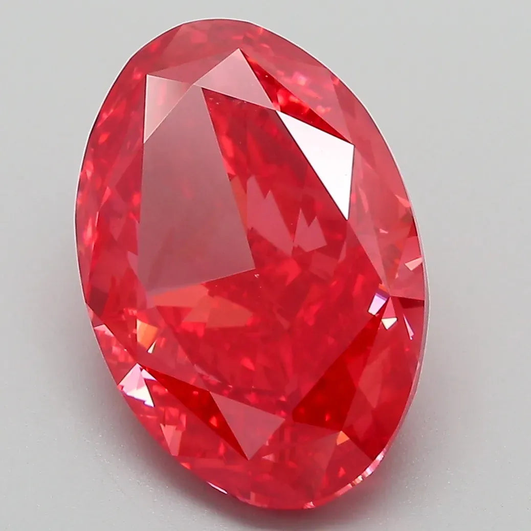 6.11ct Oval Lab Grown Diamond (Colour Fancy Vivid Red, Clarity VS1, IGI Certified)