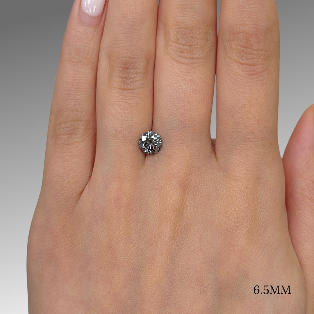 6.5mm ( DEW 1ct) round dark grey moissanite