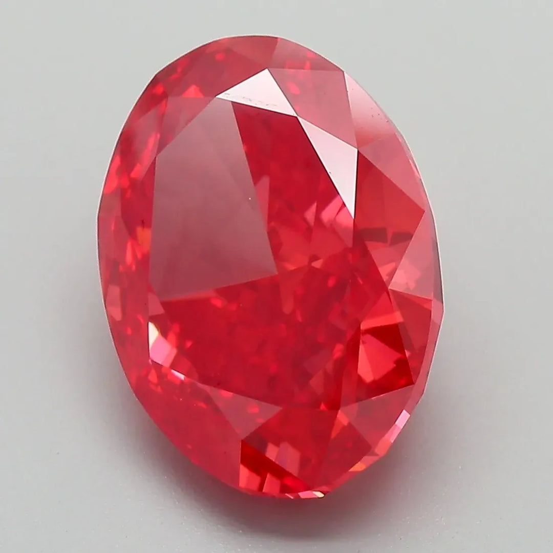 6.65ct Oval Lab Grown Diamond (Colour Fancy Vivid Red, Clarity VS1, IGI Certified)