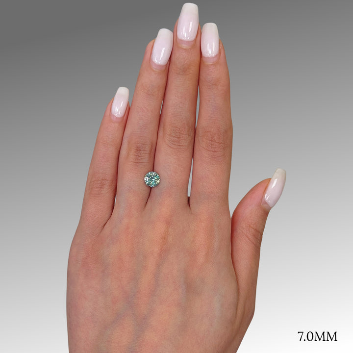 7mm ( DEW 1.2ct) round aqua-teal moissanite