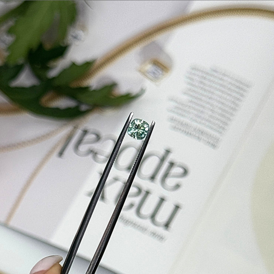 6mm ( DEW 0.7ct) square cushion aqua teal moissanite