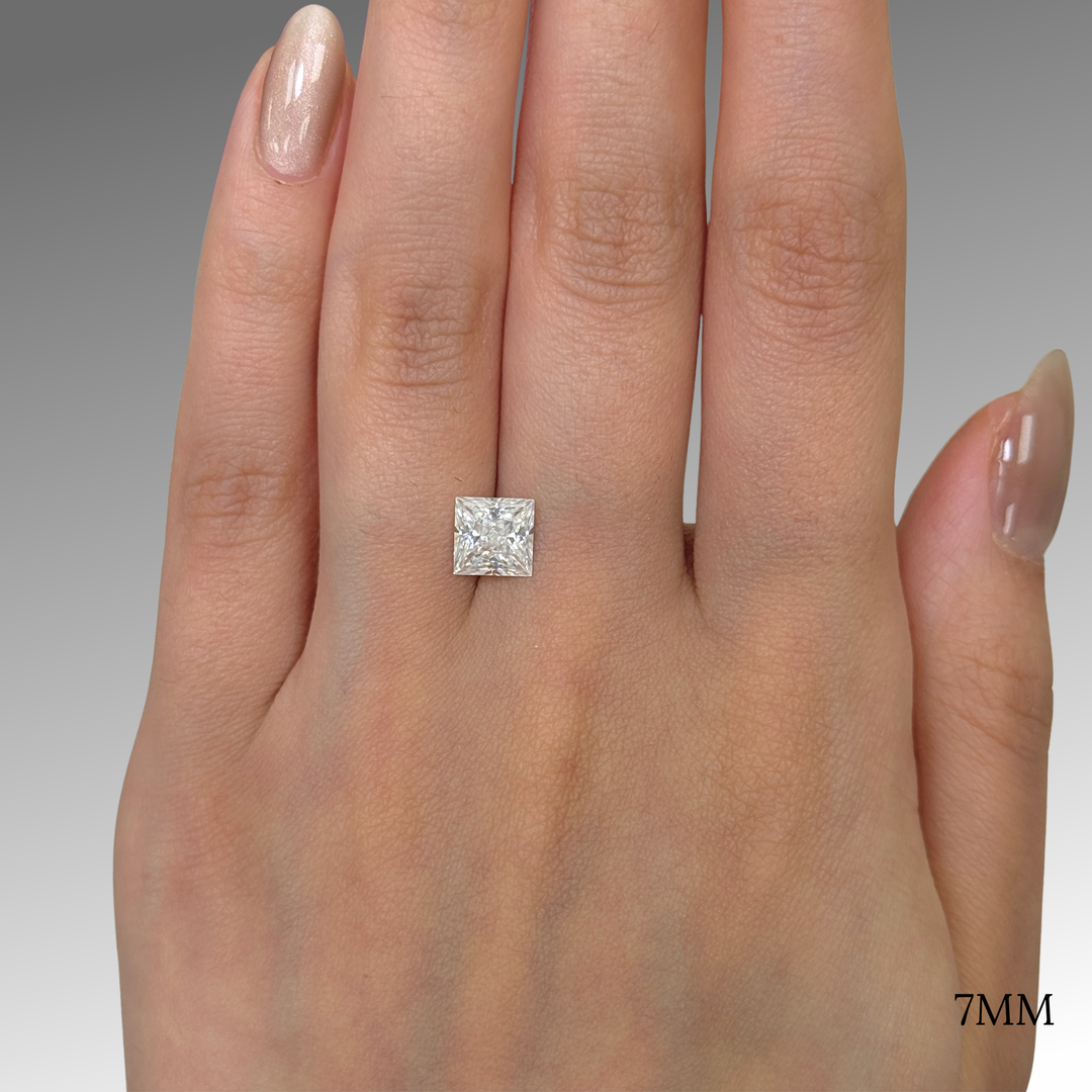 7mm ( DEW 2ct) princess cut crushed ice moissanite