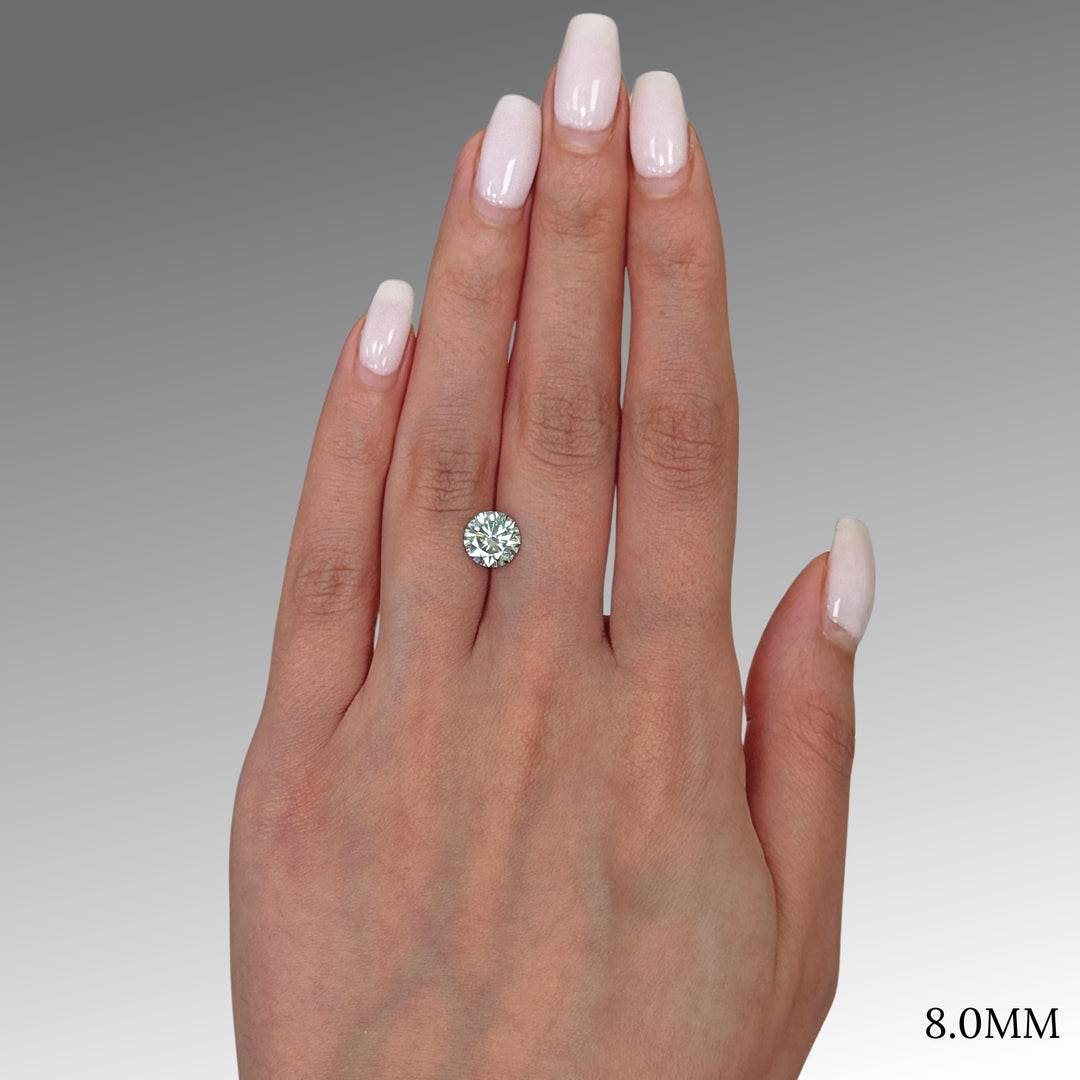 8mm ( DEW 2ct) round aqua-teal moissanite