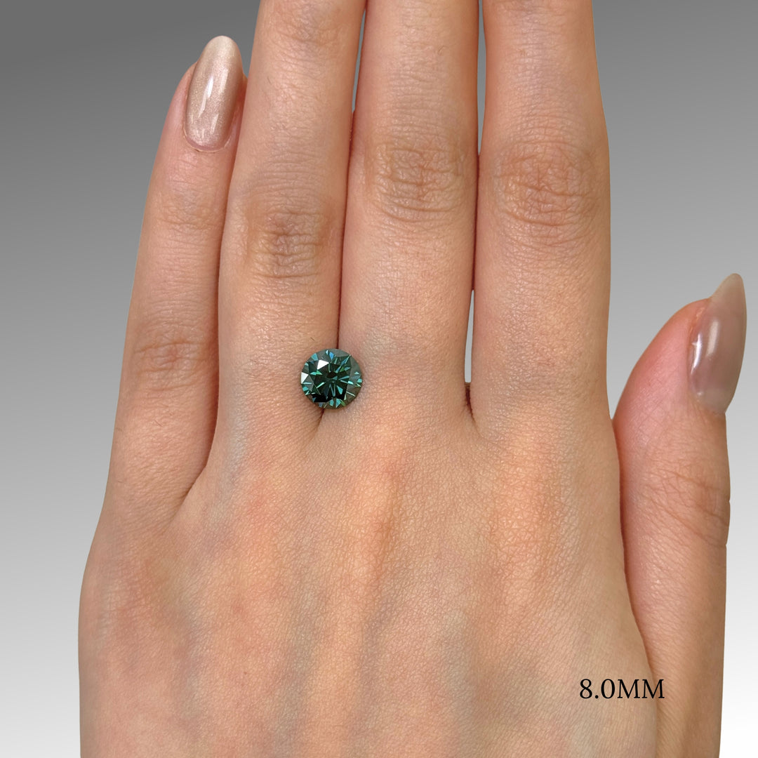 8mm ( DEW 2ct) round green moissanite