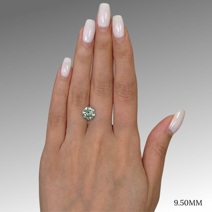 9.5mm ( DEW 3.5ct) round aqua-teal moissanite