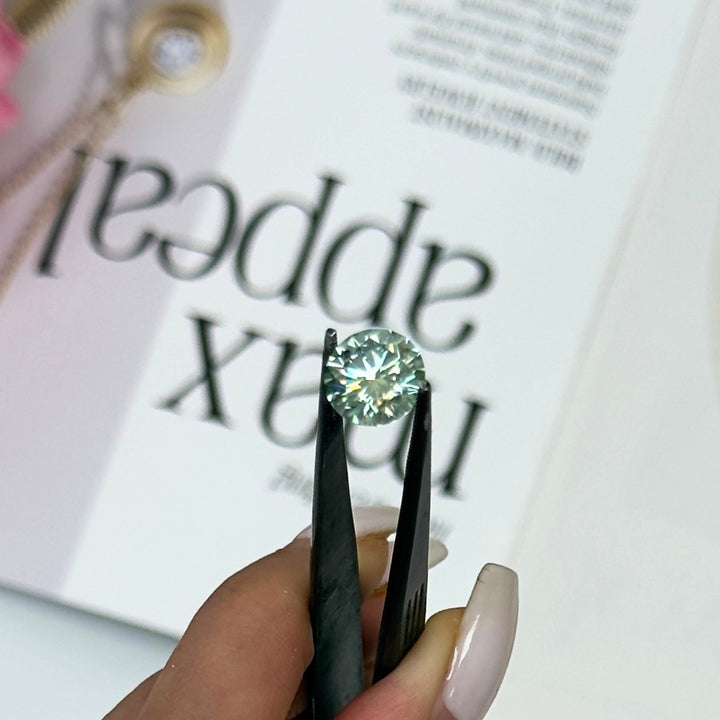 9.5mm ( DEW 3.5ct) round aqua-teal moissanite