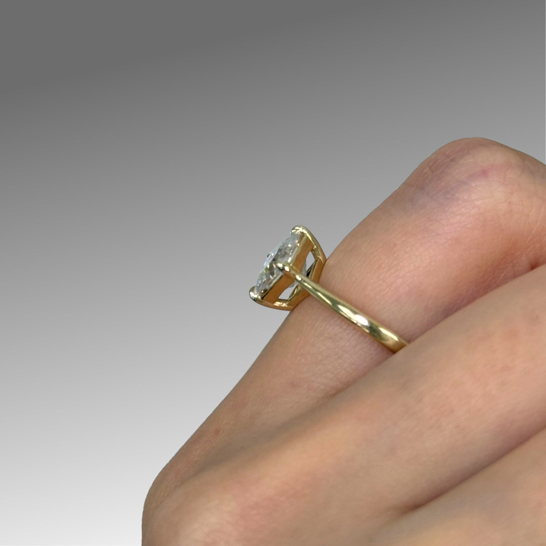 Ready to Ship  6.5mm Asscher Moissanite Engagement Ring in 14K Yellow Gold