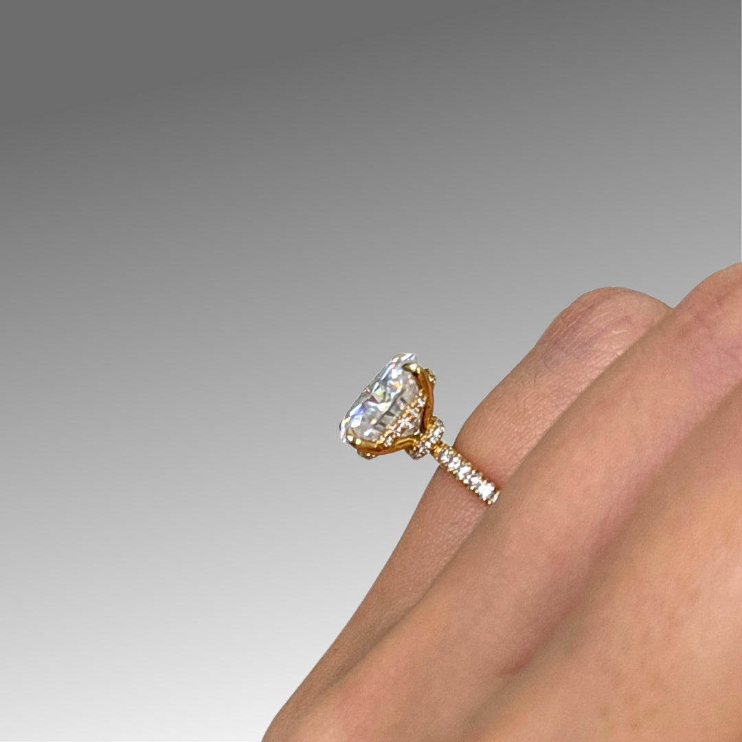Ready to Ship  Cathy 3ct Oval Moissanite Engagement Ring in 18k Yellow Gold