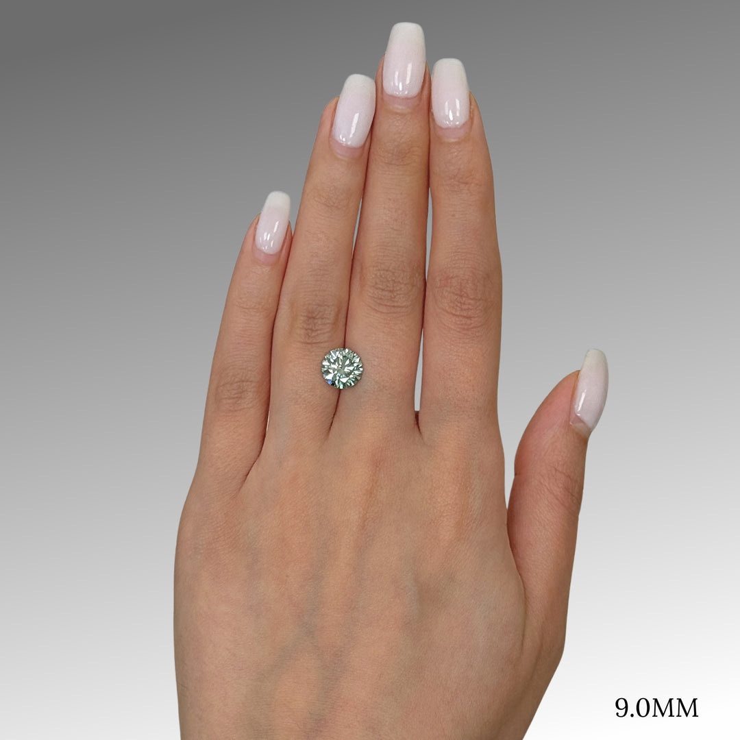 9mm ( DEW 3ct) round aqua-teal moissanite