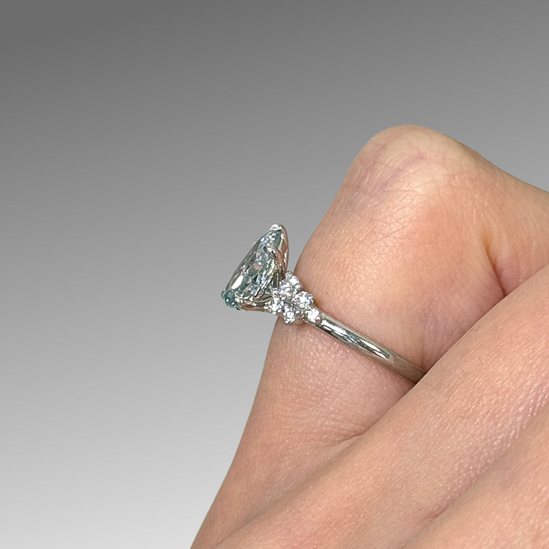 Ready to Ship  Cynthia 1.08ct Fancy Blue Pear Shape Lab Diamond VVS2  Engagement Ring in Platinum