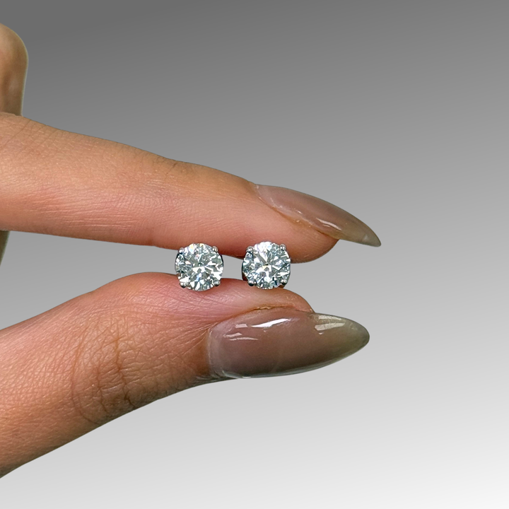 Round lab created diamond stud earrings
