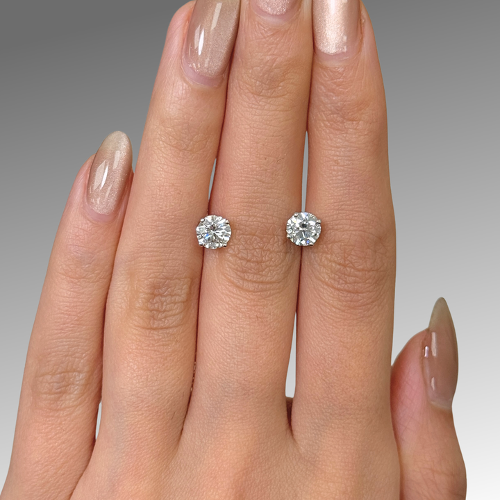 Round lab created diamond stud earrings