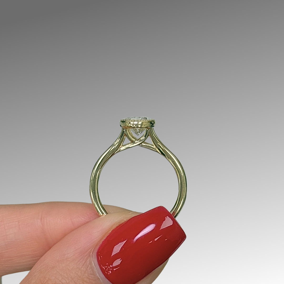 Ready to Ship Liana 1.54ct D/VVS1 Oval Lab-Created Diamond Engagement Ring in 14k Yellow Gold