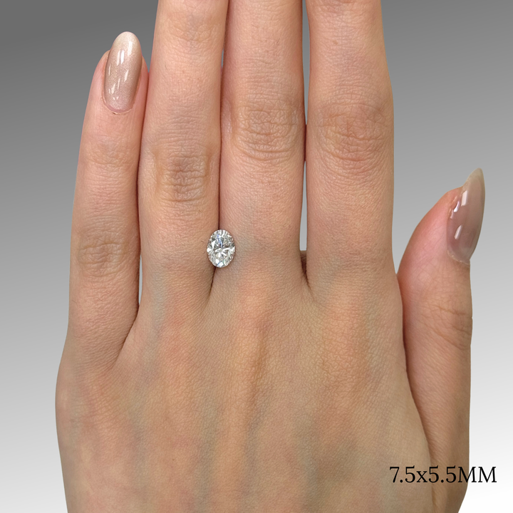 7.5x5.5mm ( DEW 1.2ct) oval crushed ice moissanite