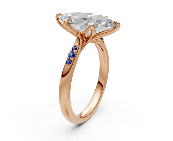 Mary Marquise Lab Created Diamond Engagement Ring with Side Gemstones