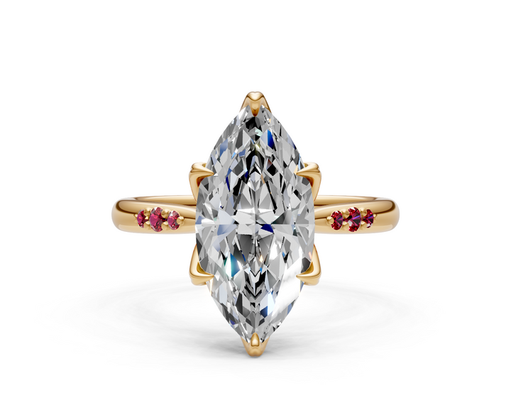 Mary Marquise Lab Created Diamond Engagement Ring with Side Gemstones